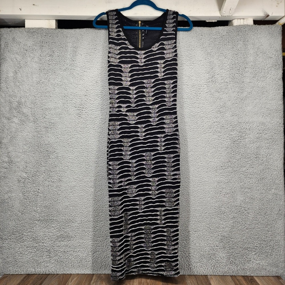 Goodtime USA Womens Black Silver‎ Metallic Textured Bodycon Midi Dress Large